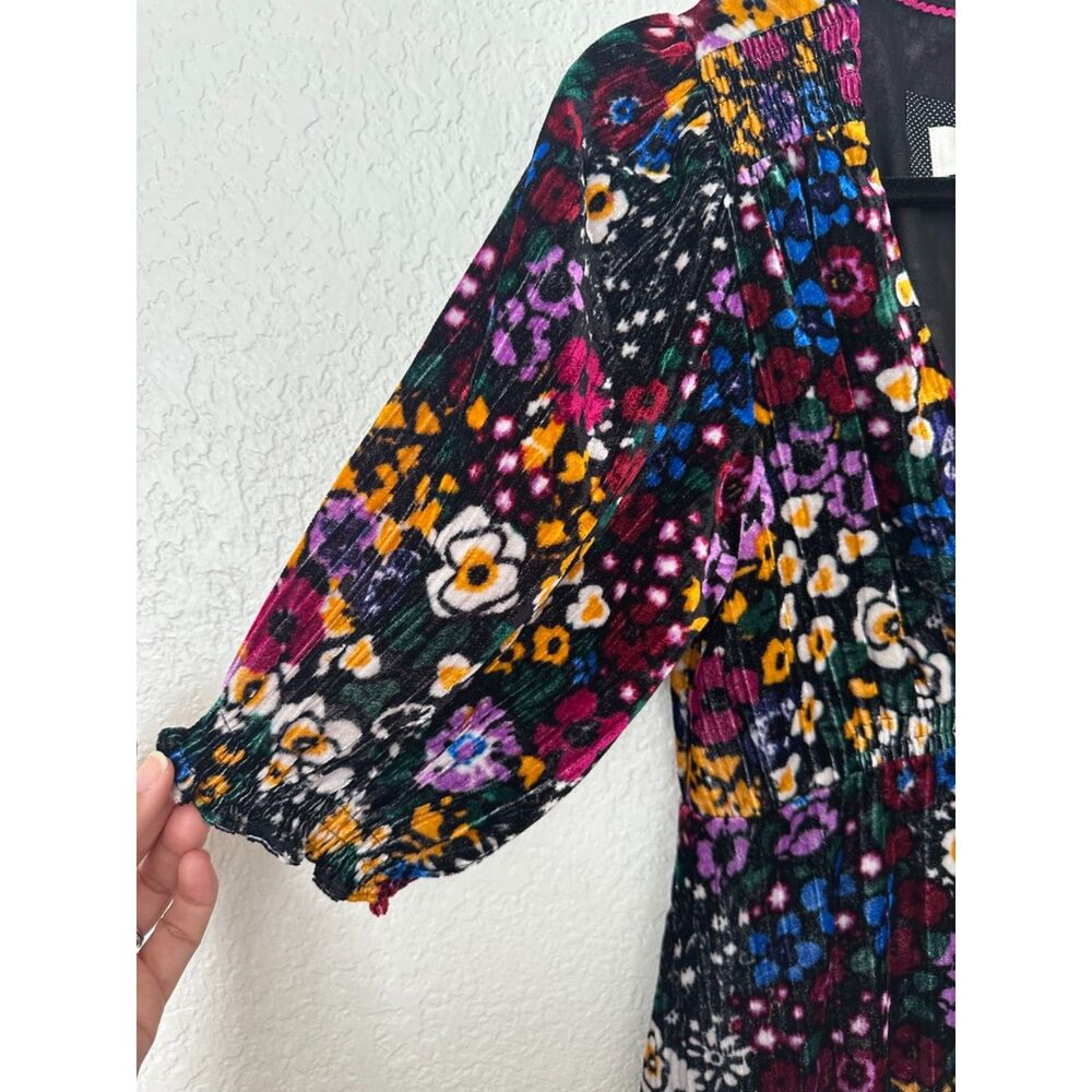 Anthropologie Francie Floral Velvet Mini Dress Size 0 - Picture 5 of 10